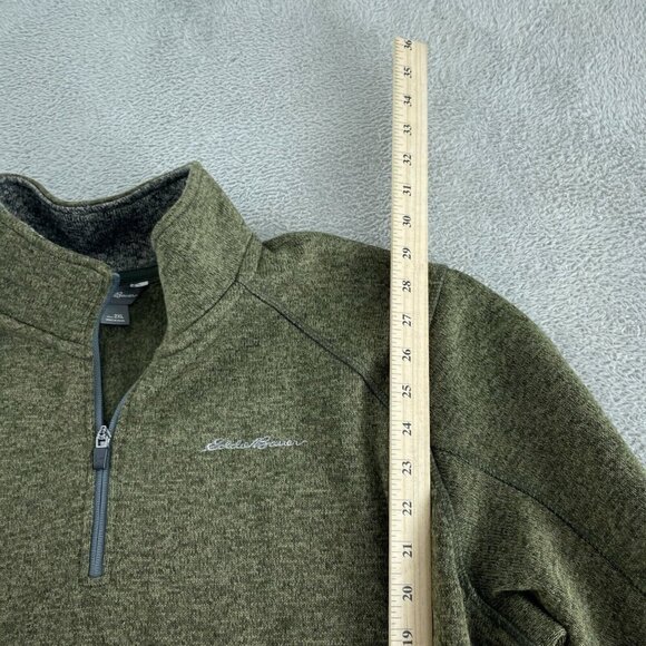 Eddie Bauer Mens Olive Green 2XL 1/4 Zip Pullover Sweater 5411 - Picture 5 of 8